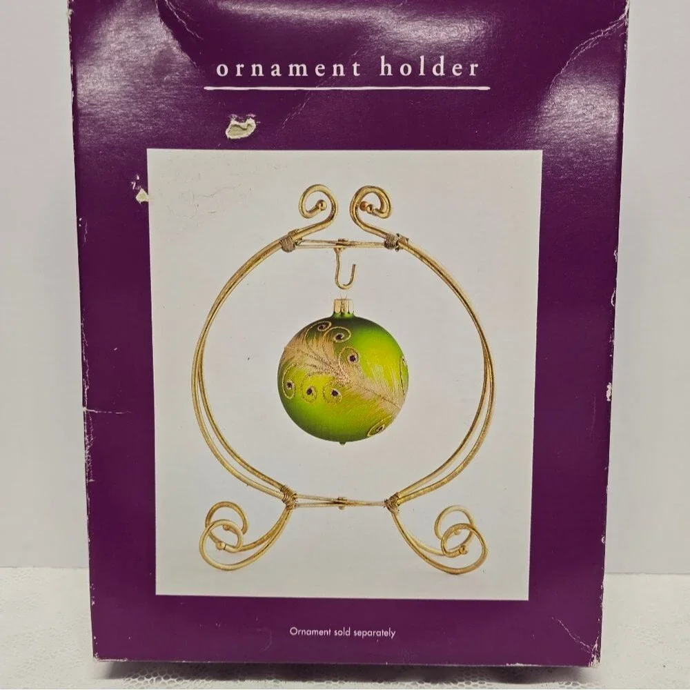 PIER 1 IMPORTS SPARKLING GOLD TONE METAL CHRISTMAS ORNAMENT HOLDER 150/1515